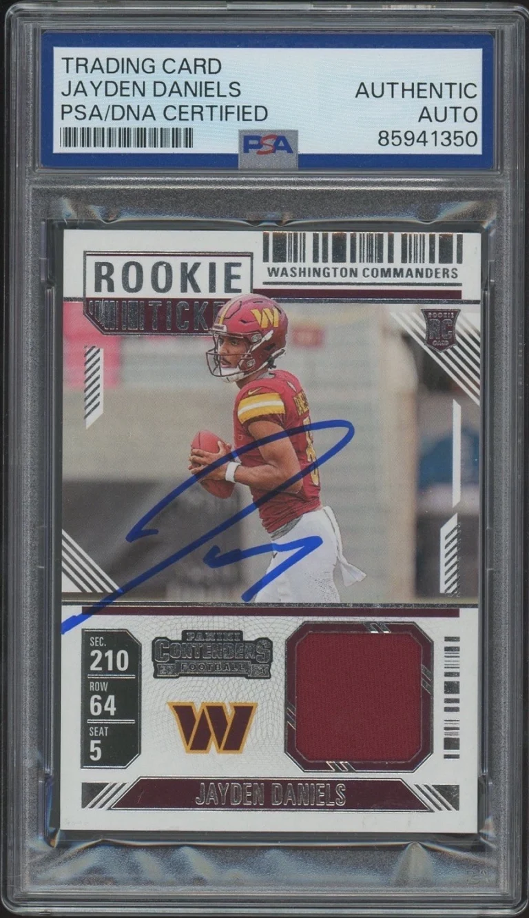 2024 Panini Contenders Jayden Daniels Signed Rookie Ticket Swatch RPA PSA AUTO
