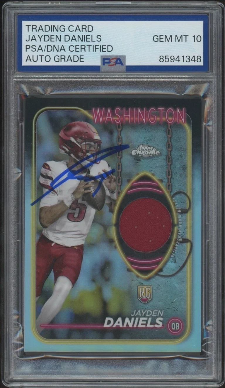 2024 Topps Chrome Jayden Daniels Signed Rookie Relic Card RPA PSA/DNA AUTO 10 RC