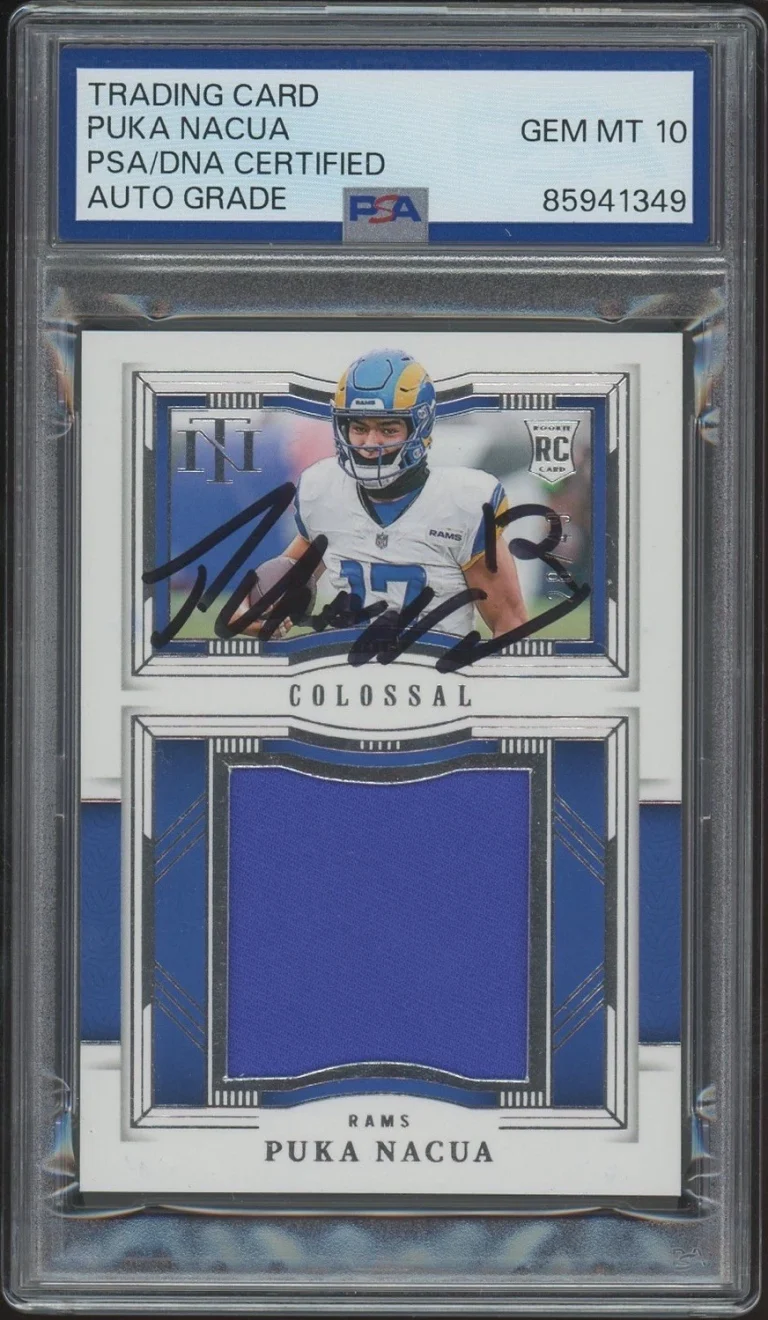 2023 National Treasures Puka Nacua Rookie Colossal Materials /49 PSA AUTO 10 RC