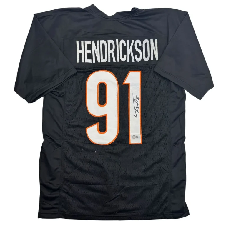 Autographed/Signed Trey Hendrickson Cincinnati Black Jersey BAS COA