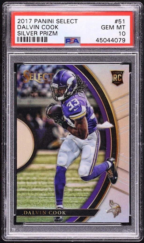 Graded 2017 Panini Select Dalvin Cook #51 Silver Prizm Rookie Card PSA 10