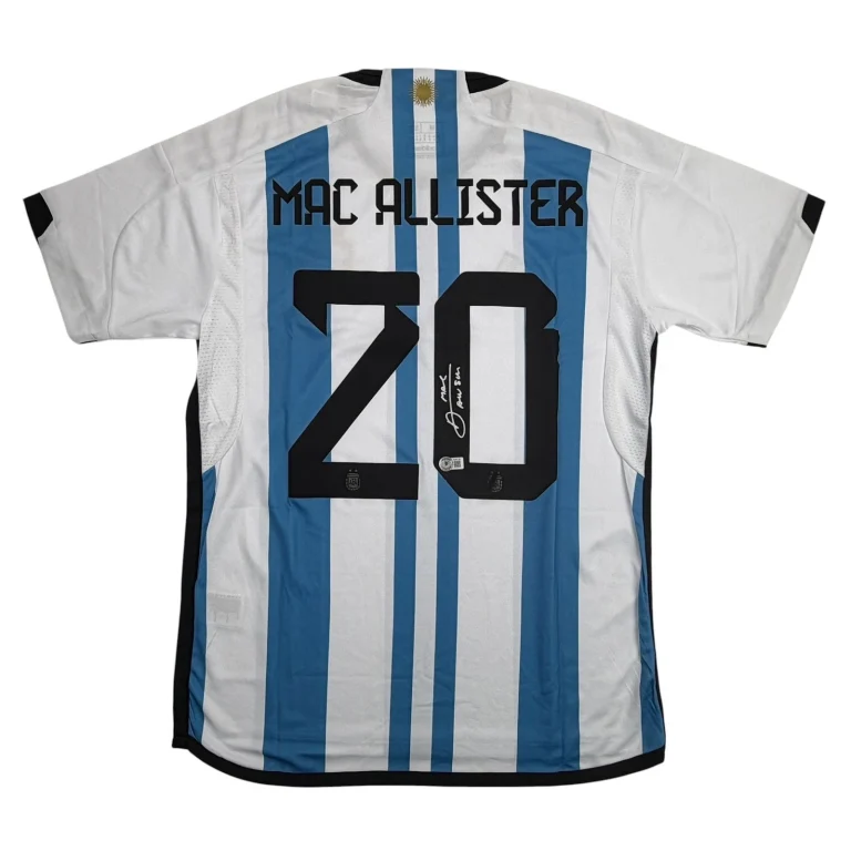 Autographed/Signed Alexis Mac Allister Argentina Jersey Beckett BAS COA