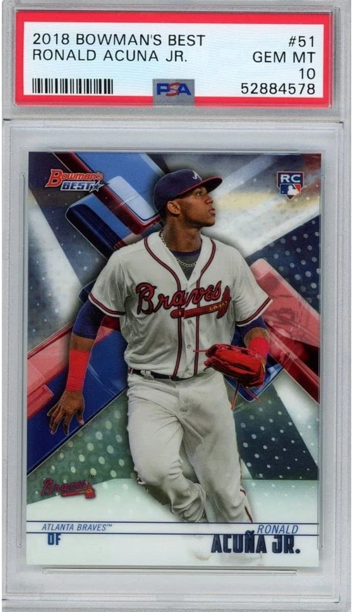 Graded 2018 Bowman's Best Ronald Acuna Jr. #51 Rookie Card PSA 10