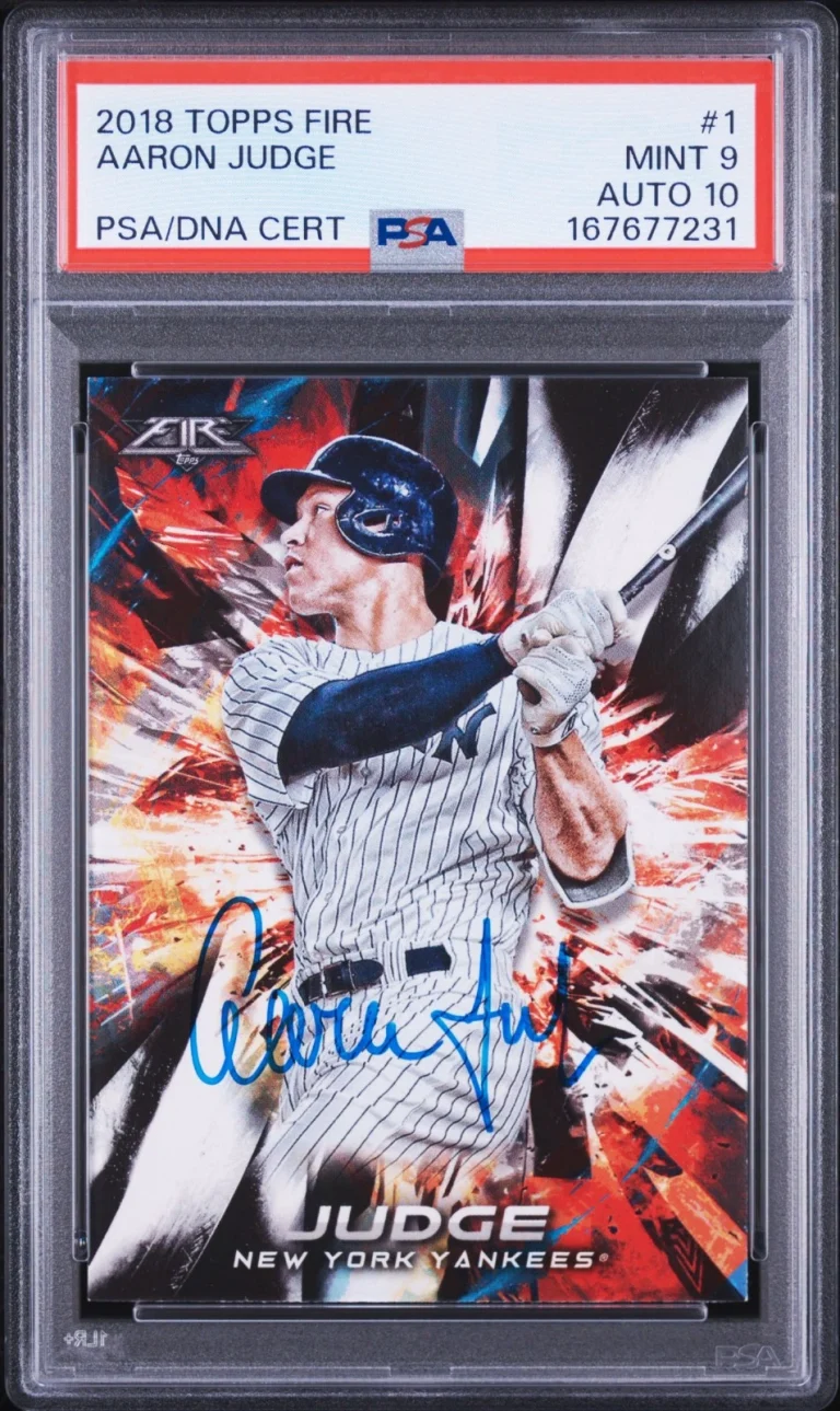 Aaron Judge Signed 2018 Topps Fire Baseball Card #1 PSA 9 AUTO 10