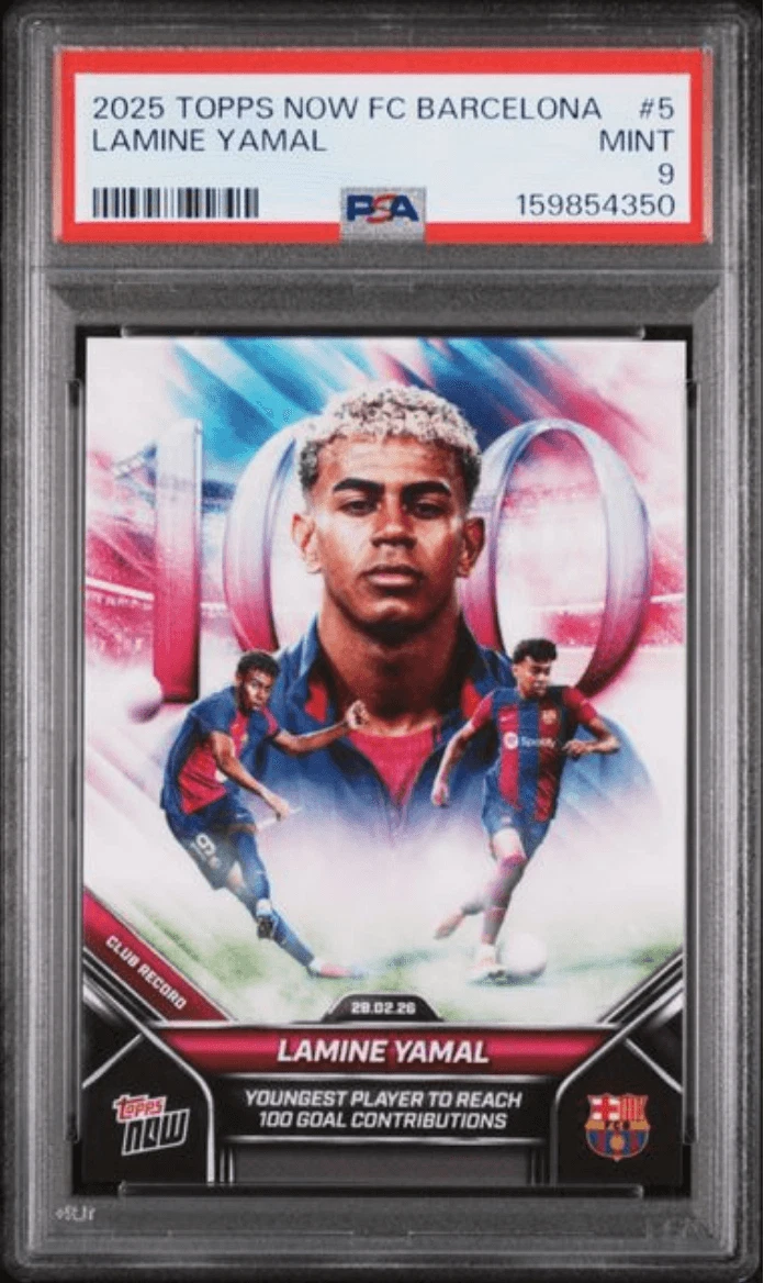 Graded 2025 Topps Now FC Barcelona Lamine Yamal #5 Soccer Card PSA 9