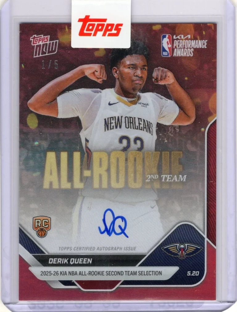 2025 Topps Now Derik Queen #AR08A Red Auto /50 Rookie RC Basketball Card