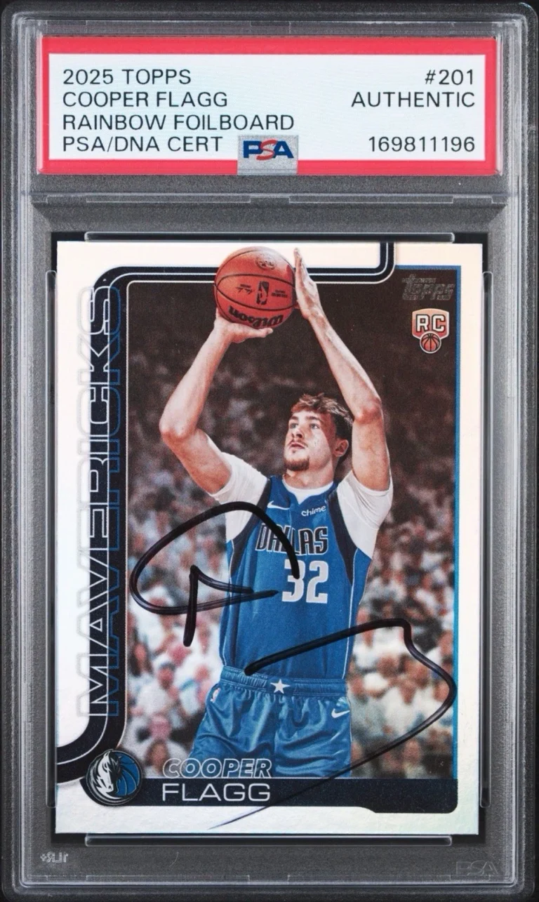 2025 Topps Flagship #201 Cooper Flagg Signed Rainbow Foilboard Rookie PSA AUTO
