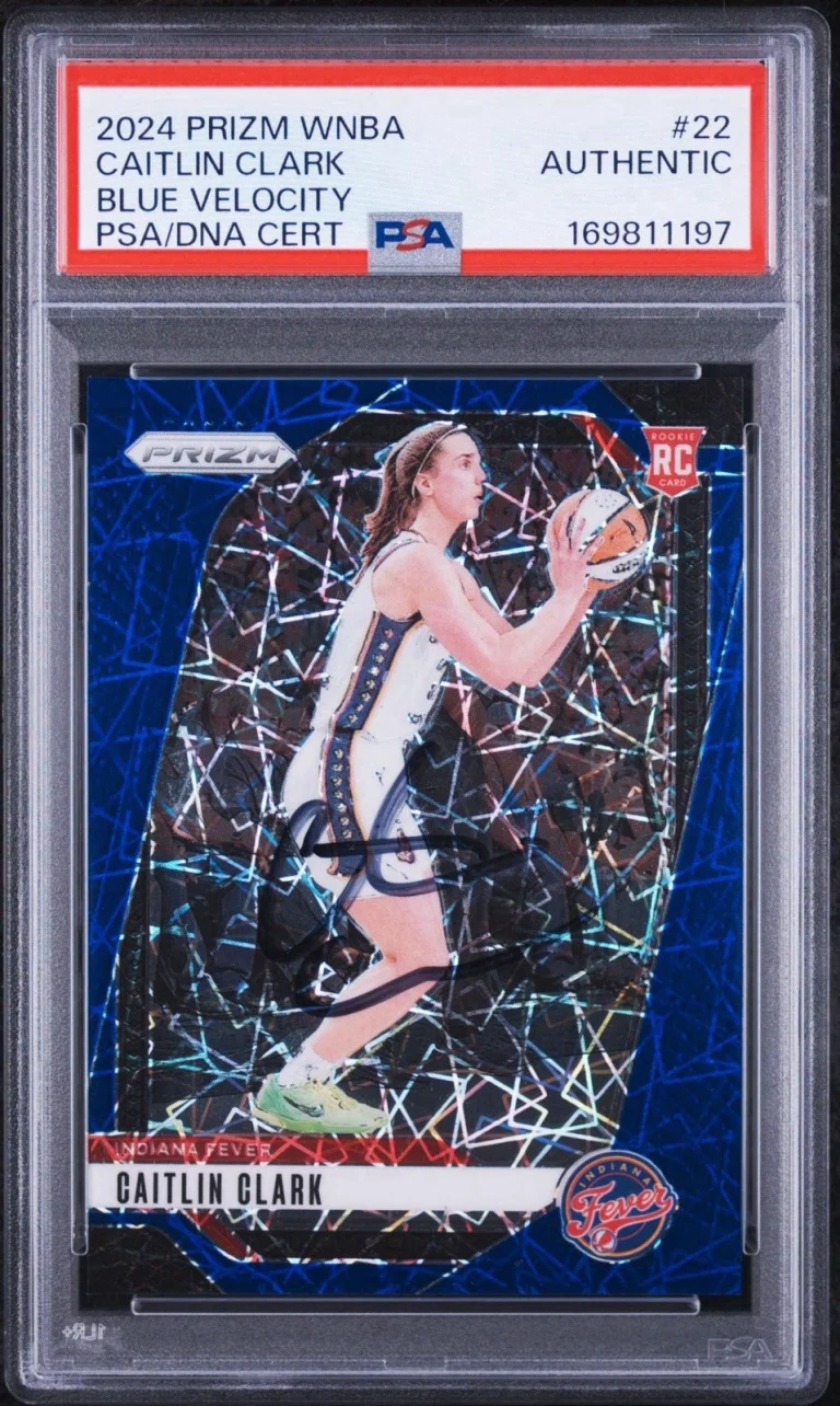 2024 Panini Prizm WNBA #22 Caitlin Clark Signed Blue Velocity Rookie PSA AUTO RC