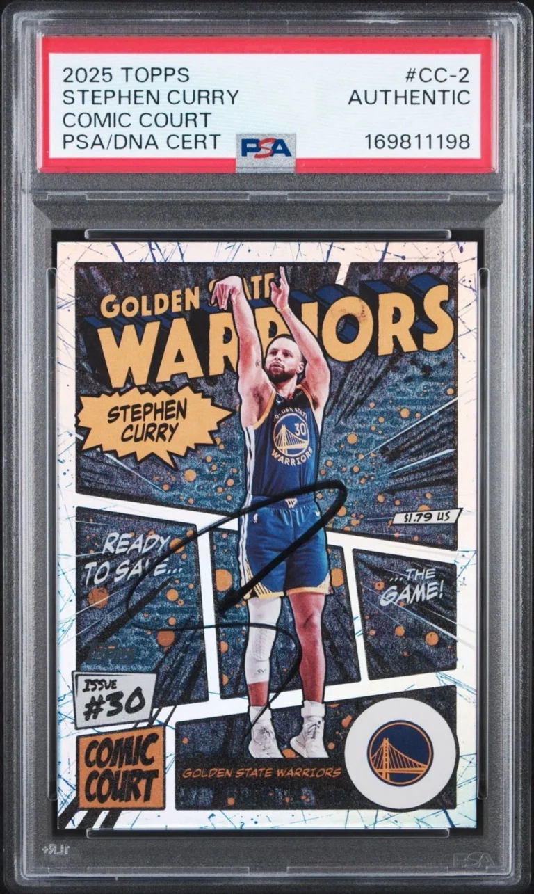 2025 Topps NBA #CC-2 Stephen Curry Signed Comic Court Case Hit SSP PSA/DNA AUTO