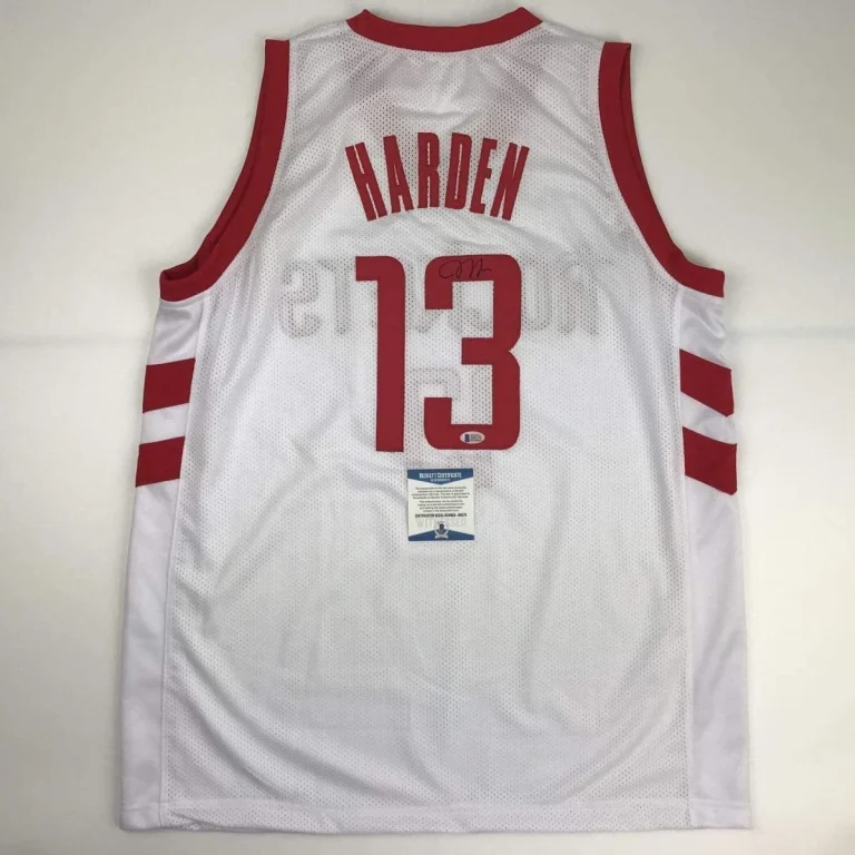Autographed/Signed James Harden Houston White Jersey Beckett BAS COA