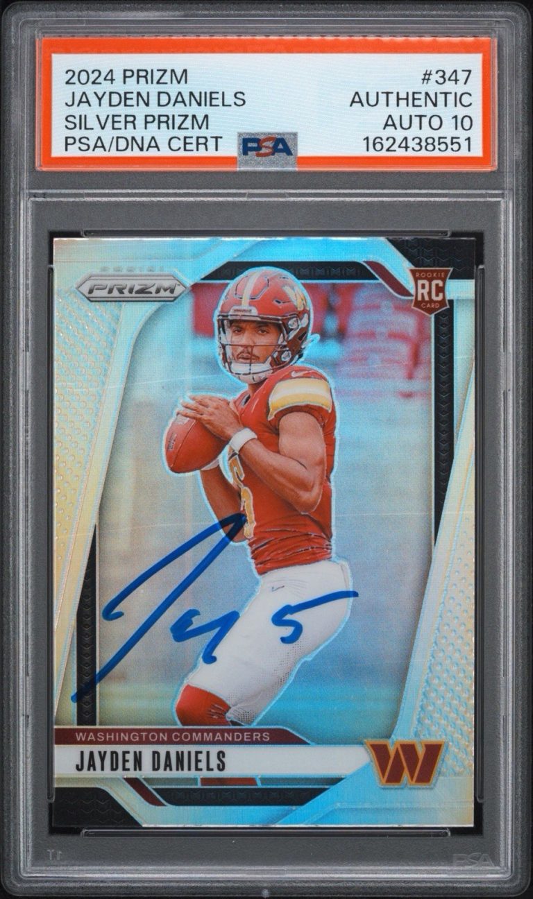 2024 Panini Prizm #347 Jayden Daniels Signed Silver Prizm Rookie PSA AUTO 10 RC