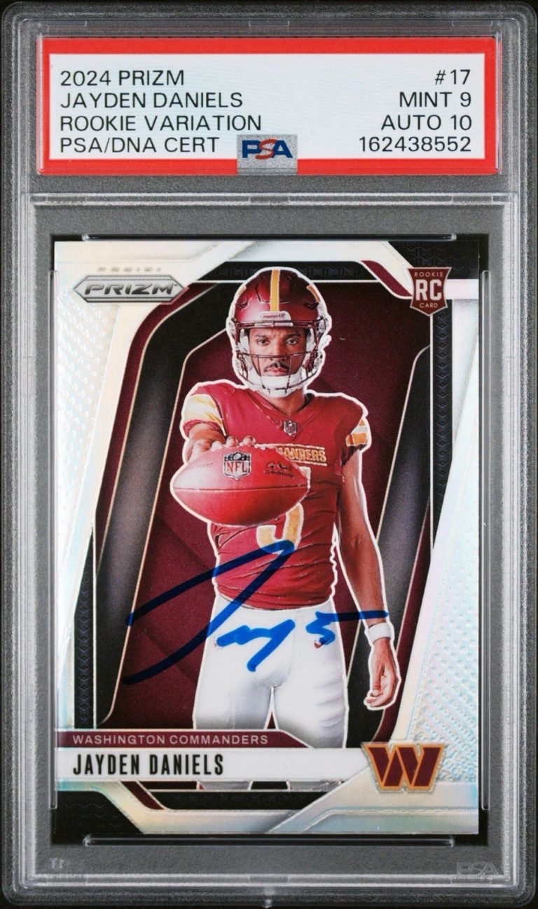 2024 Panini Prizm #17 Jayden Daniels Signed Rookie Variation PSA 9/AUTO 10 RC