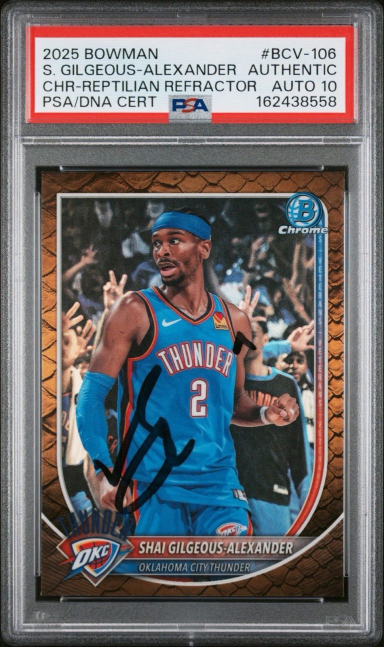 2025 Bowman Chrome NBA Shai Gilgeous-Alexander Reptilian Refractor PSA AUTO 10