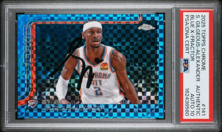 2025 Topps Chrome #141 Shai Gilgeous-Alexander Signed Blue X-Fractor PSA AUTO 10