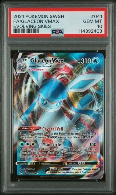 Graded 2021 PKM SWSH Glaceon VMAX #041 Trading Card Game PSA 10