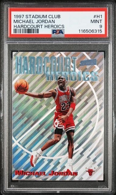 Graded 1997 Stadium Club Michael Jordan #H1 Hardcourt Heroics PSA 9