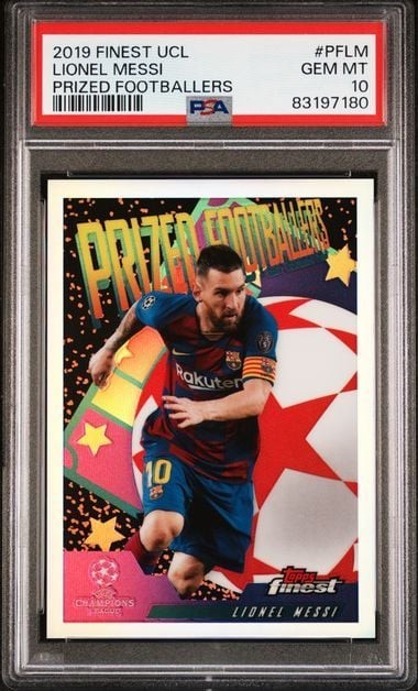 Graded 2019 Finest UCL Lionel Messi #PFLM Prized Footballers Soccer PSA 10