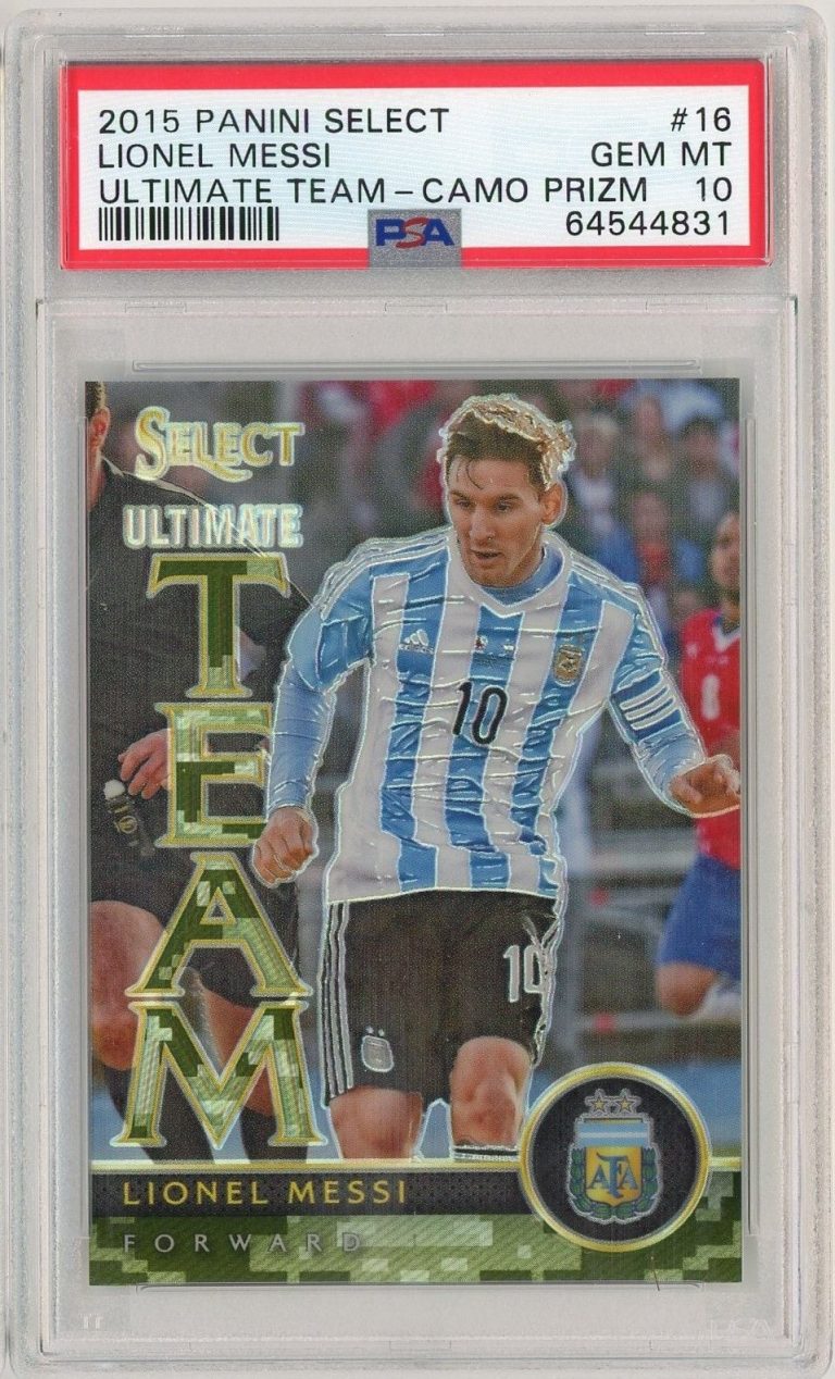 Graded 2015 Select Lionel Messi #16 Ultimate Team Camo Prizm /249 PSA 10