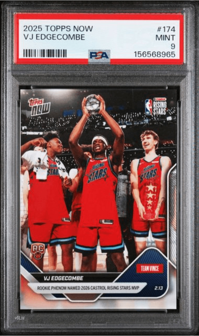 Graded 2025 Topps Now VJ Edgecombe #174 Rookie RC Basketball Card PSA 9