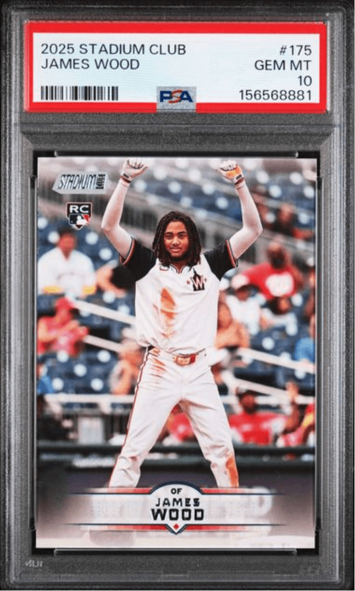 Graded 2025 Topps Stadium Club James Wood #175 Rookie Baseball Card PSA 10