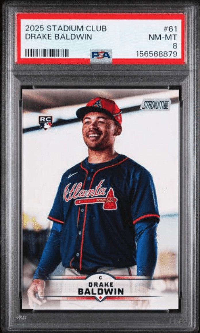 Graded 2025 Topps Stadium Club Drake Baldwin #61 Rookie Baseball Card PSA 8