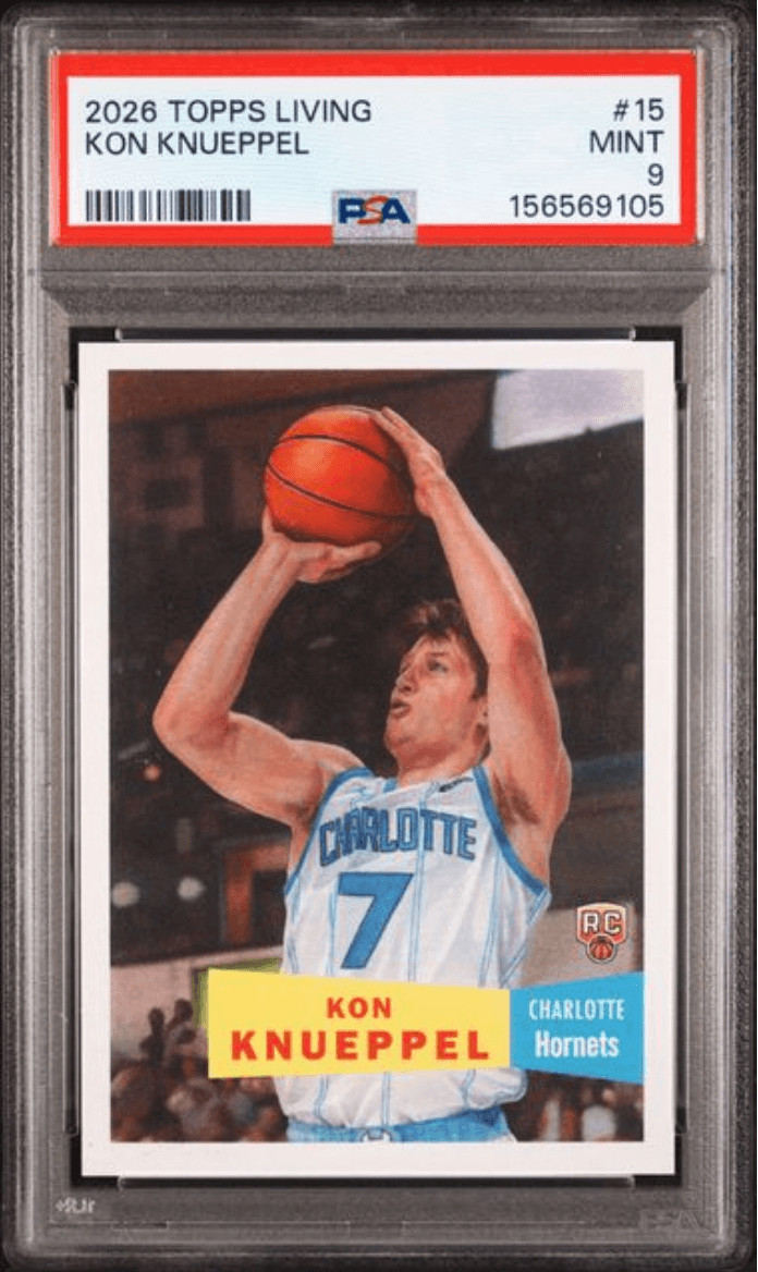 Graded 2026 Topps Living Kon Knueppel #15 Rookie RC Basketball Card PSA 9