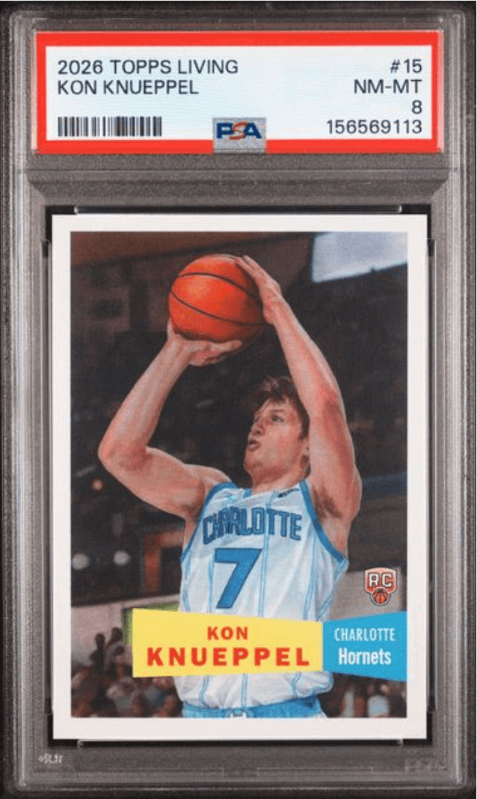 Graded 2026 Topps Living Kon Knueppel #15 Rookie RC Basketball Card PSA 8