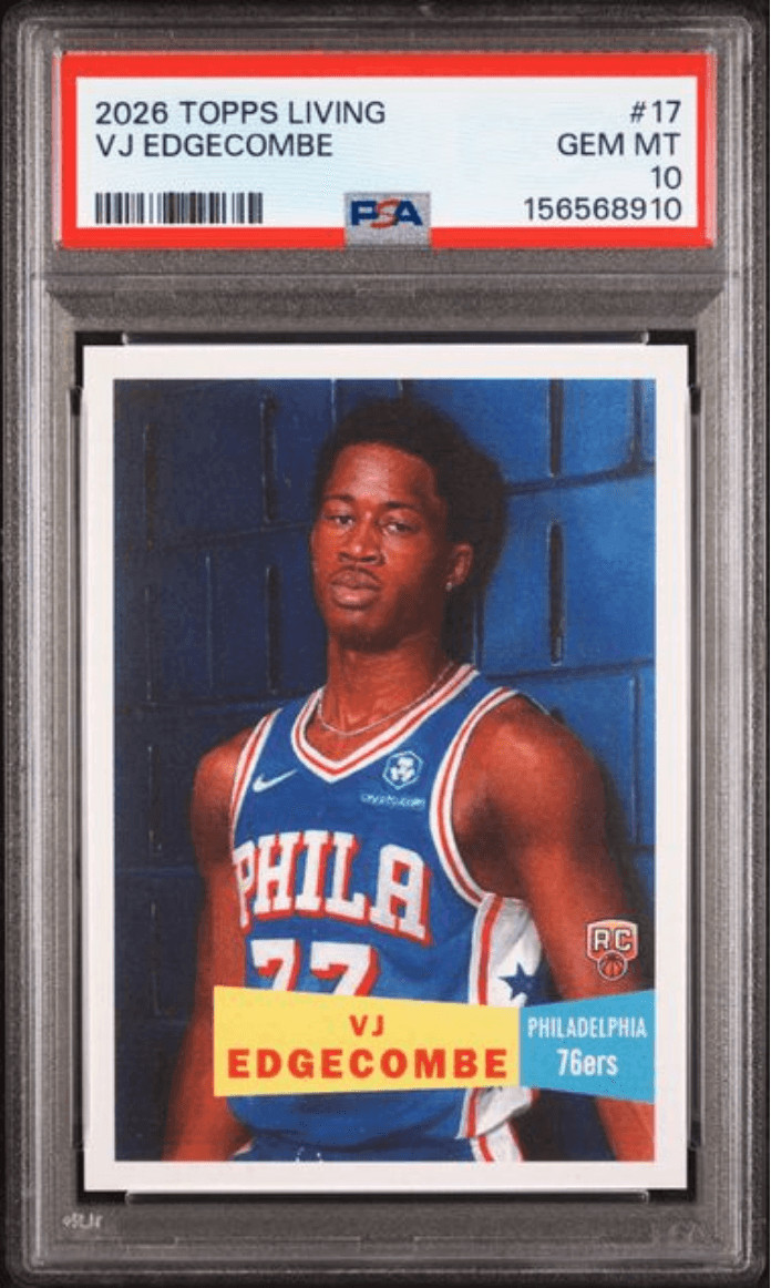 Graded 2026 Topps Living VJ Edgecombe #17 Rookie RC Basketball Card PSA 10