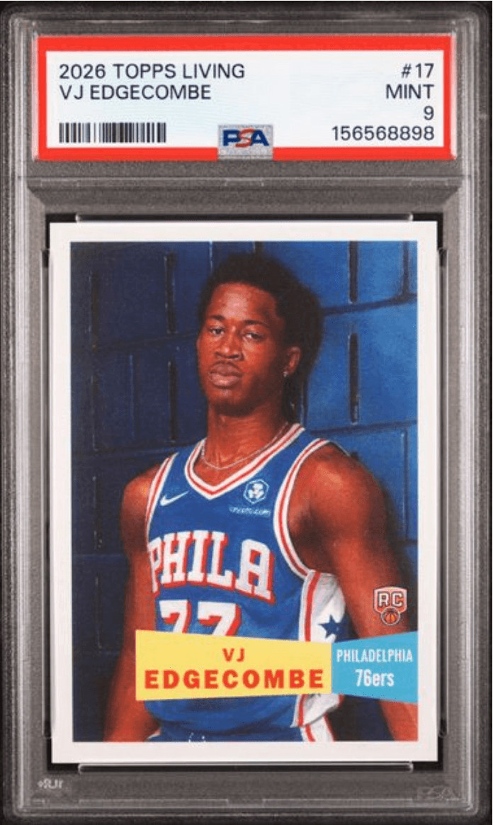 Graded 2026 Topps Living VJ Edgecombe #17 Rookie RC Basketball Card PSA 9