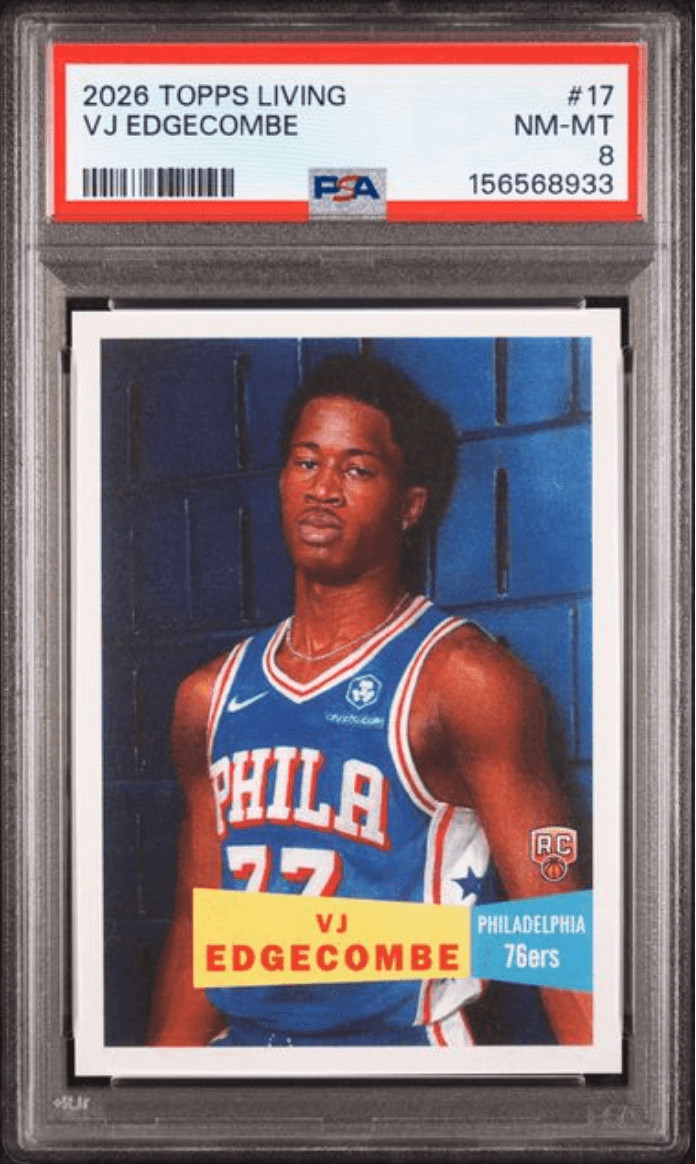 Graded 2026 Topps Living VJ Edgecombe #17 Rookie RC Basketball Card PSA 8