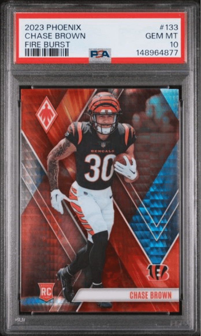 Graded 2023 Phoenix Chase Brown #133 Fire Burst /340 Rookie RC Card PSA 10