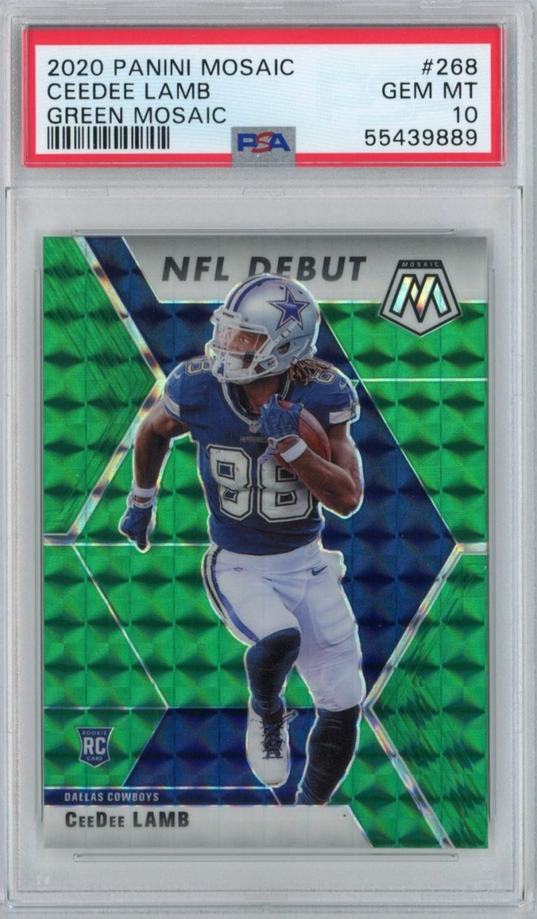 Graded 2020 Panini Mosaic CeeDee Lamb #268 Green Mosaic Rookie Card PSA 10