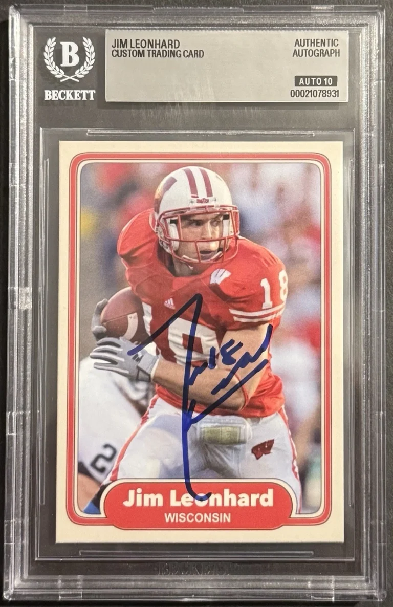 Jim Leonhard Signed Autographed Wisconsin Badgers Custom Trading Card Beckett