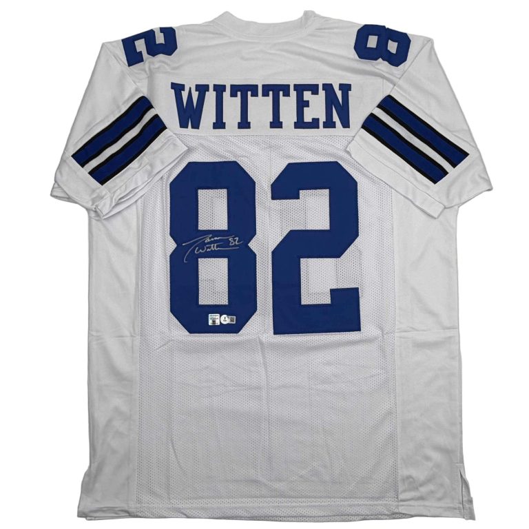 Autographed/Signed JASON WITTEN Dallas White Football Jersey JSA COA Auto