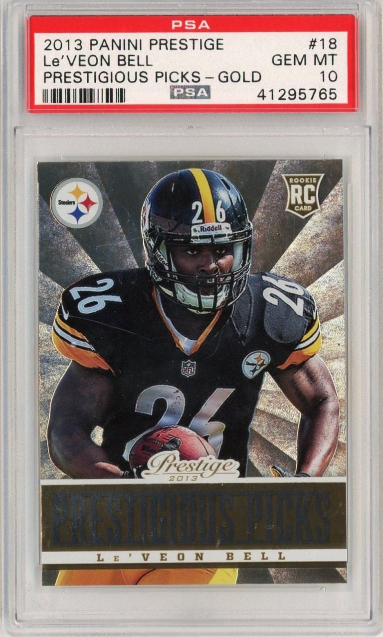 Graded 2013 Panini Prestige Le'Veon Bell #18 Picks Gold Rookie Card PSA 10