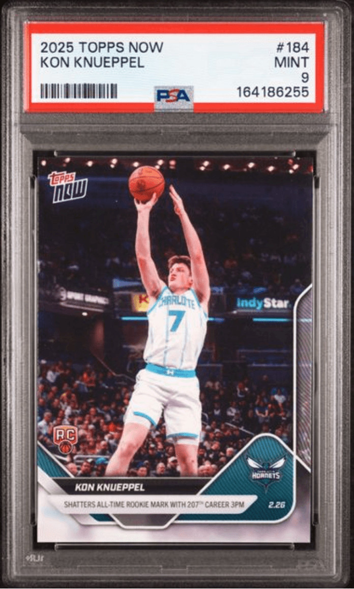 Graded 2025 Topps Now Kon Knueppel #184 Rookie RC Basketball Card PSA 9