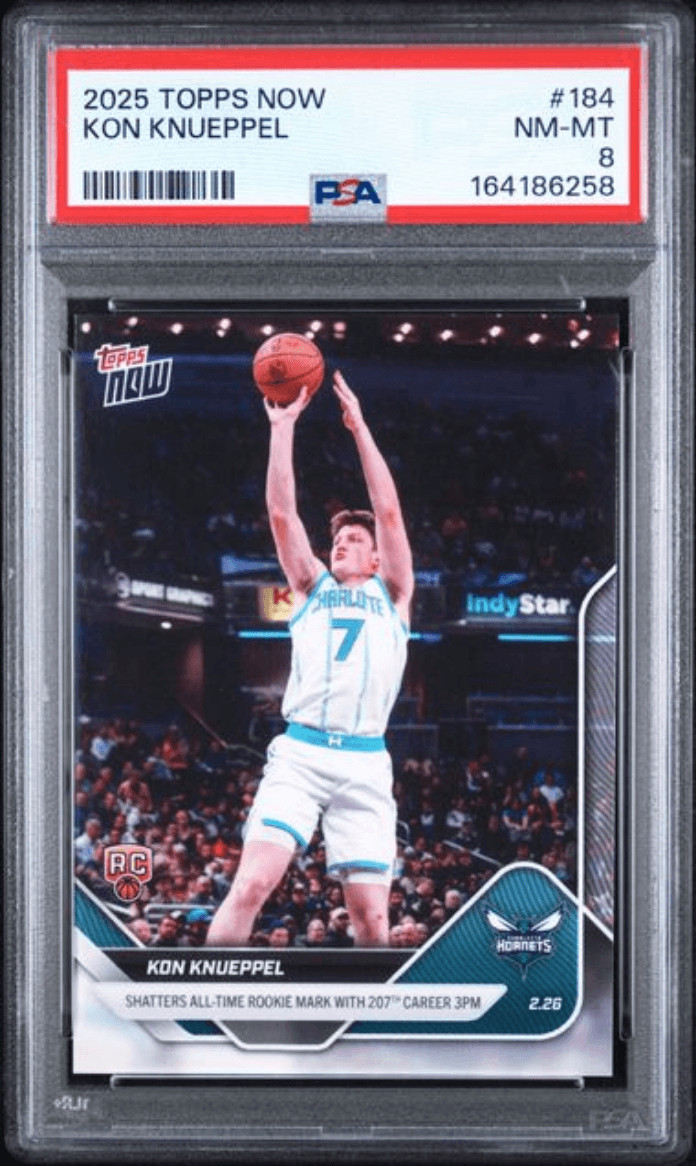 Graded 2025 Topps Now Kon Knueppel #184 Rookie RC Basketball Card PSA 8