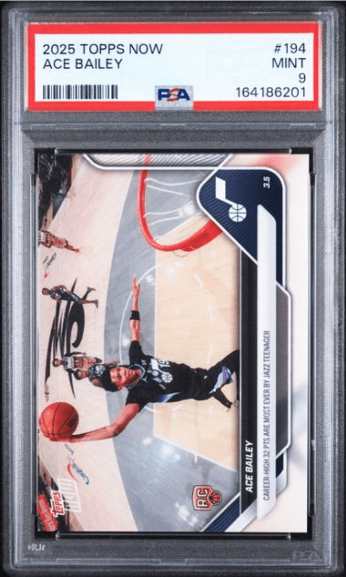 Graded 2025 Topps Now Ace Bailey #194 Rookie RC Basketball Card PSA 9