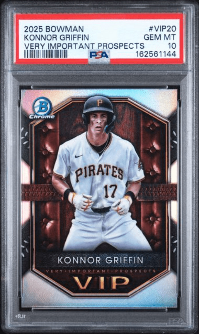 Graded 2025 Topps Bowman Konnor Griffin #VIP20 Rookie Baseball Card PSA 10