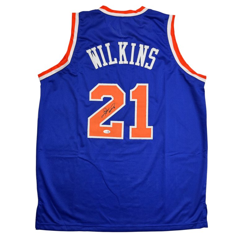 Autographed/Signed Gerald Wilkins New York Blue Basketball Jersey JSA COA