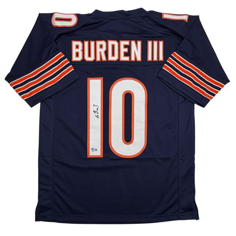Autographed/Signed Luther Burden Chicago Blue Football Jersey Beckett COA