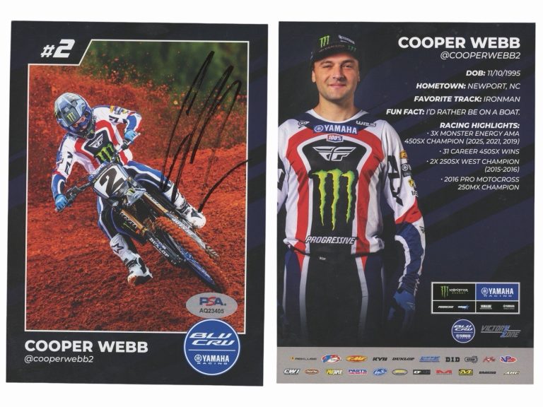 Cooper Webb Signed 2026 Monster Yamaha Motocross Racing Card PSA AUTO #2 SMX