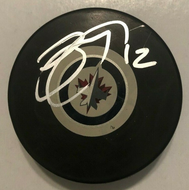 DREW STAFFORD SIGNED WINNIPEG JETS HOCKEY PUCK W/ CASE COA