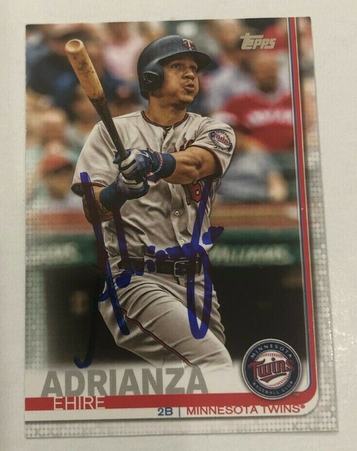 EHIRE ADRIANZA SIGNED 2019 TOPPS BASEBALL CARD AUTO