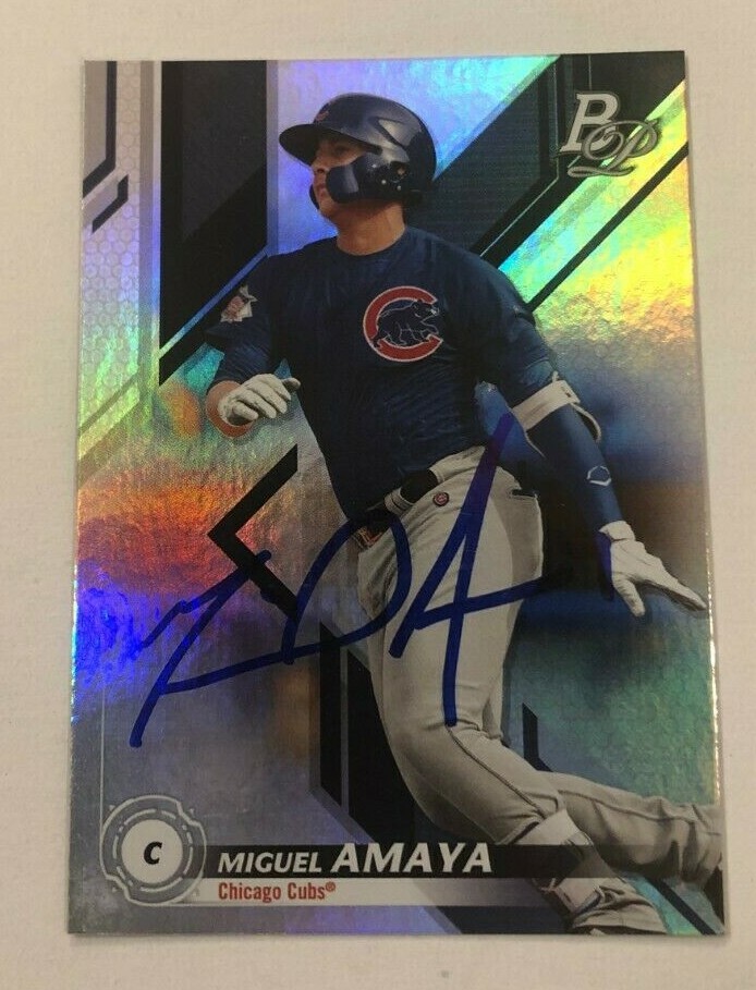 MIGUEL AMAYA SIGNED 2019 BOWMAN PLATINUM PROSPECT ROOKIE CARD AUTO