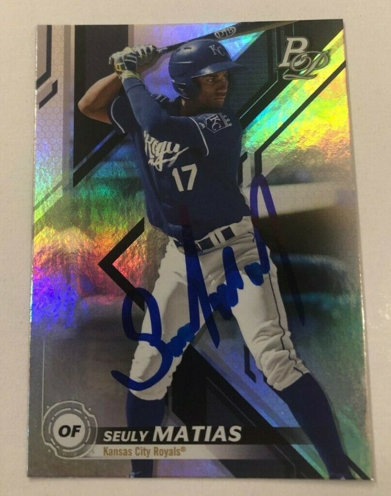 SEULY MATIAS SIGNED 2019 BOWMAN PLATINUM PROSPECT ROOKIE CARD AUTO