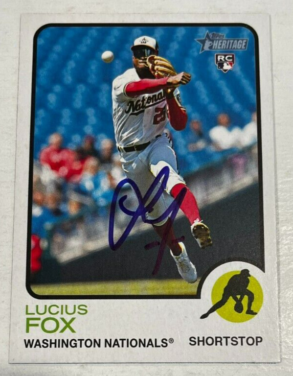 LUCIUS FOX SIGNED 2022 TOPPS HERITAGE BASEBALL CARD AUTO