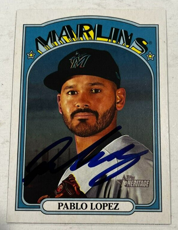 PABLO LOPEZ SIGNED 2021 TOPPS HERITAGE BASEBALL CARD AUTO
