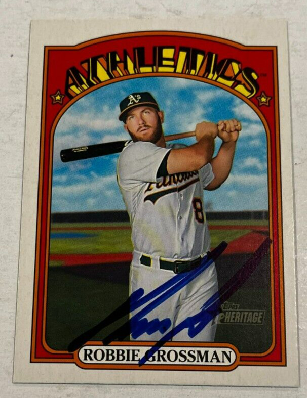 ROBBIE GROSSMAN SIGNED 2021 TOPPS HERITAGE BASEBALL CARD AUTO