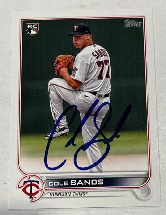 COLE SANDS SIGNED 2022 TOPPS BASEBALL CARD AUTOGRAPH AUTO